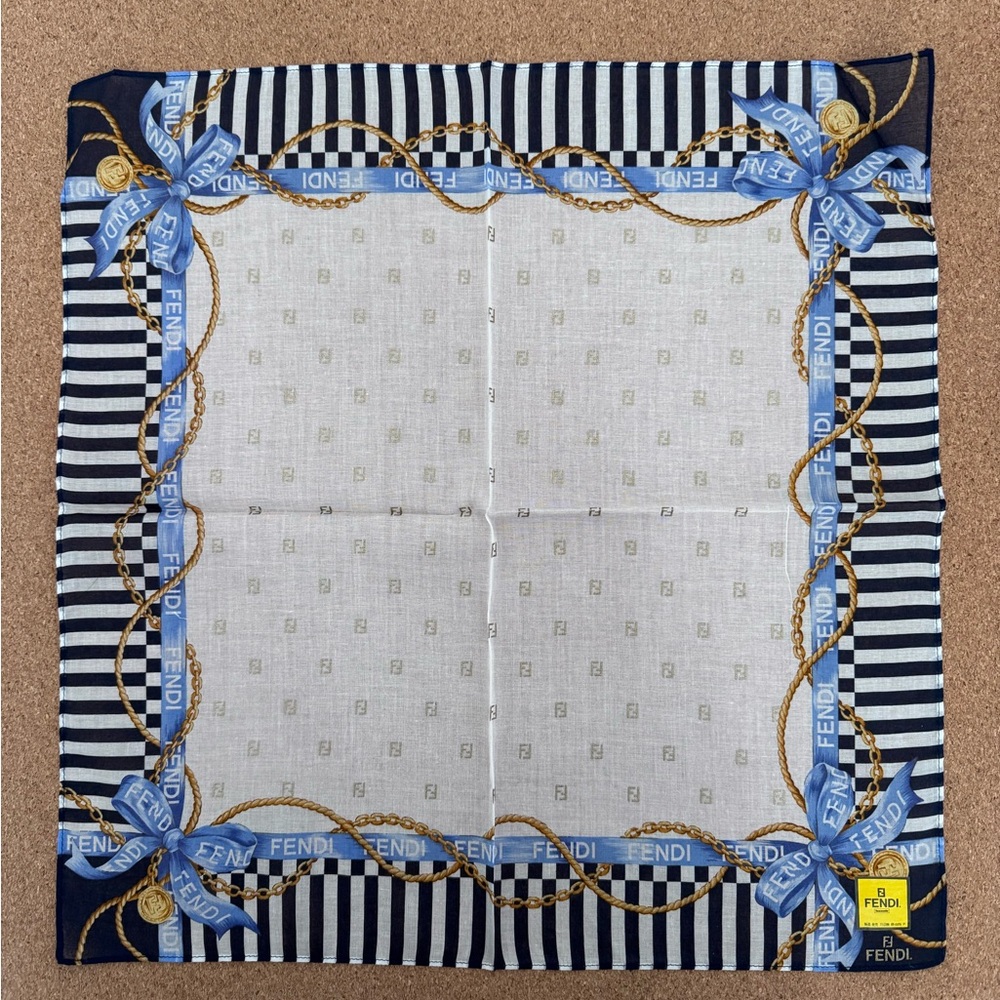 New FENDI Handkerchief/Wrapping Cloth/Mini Scarf/Bandana/Hair/Handbag Tie